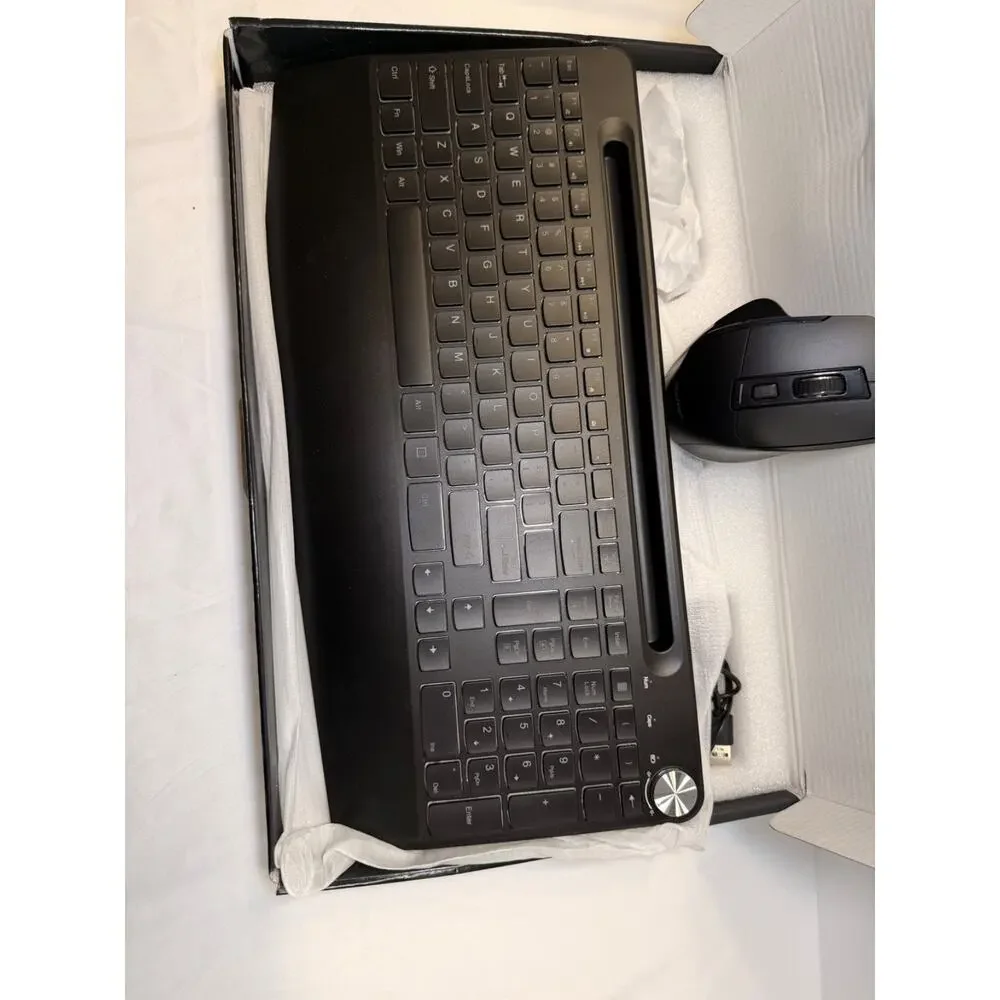 Bluefinger RGB Wireless Keyboard Mouse Combo Rechargeable Ergonomic NEW Open Box